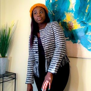 Black and White Fringe Vintage Blazer